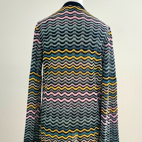 MISSONI Women's Long Duster Open Cardigan Multi-colour Waves Flared Sleeves Boho - Picture 8 of 14